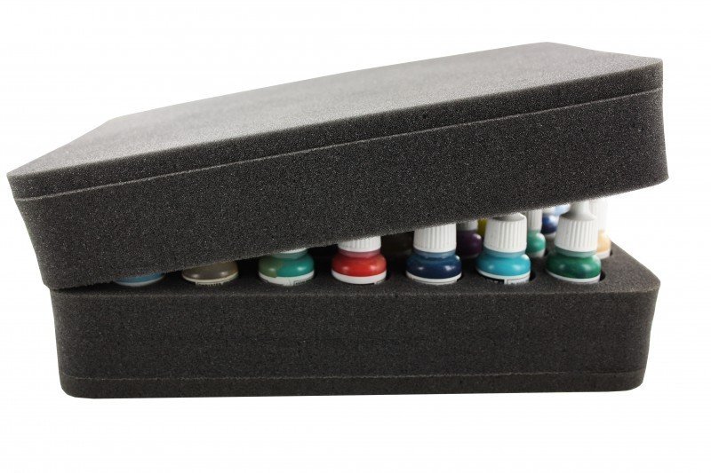 50 mm Half-Size Schaumstoff mit angeklebtem Boden - 37 runde Fächer für Farbtöpfchen - Feldherr