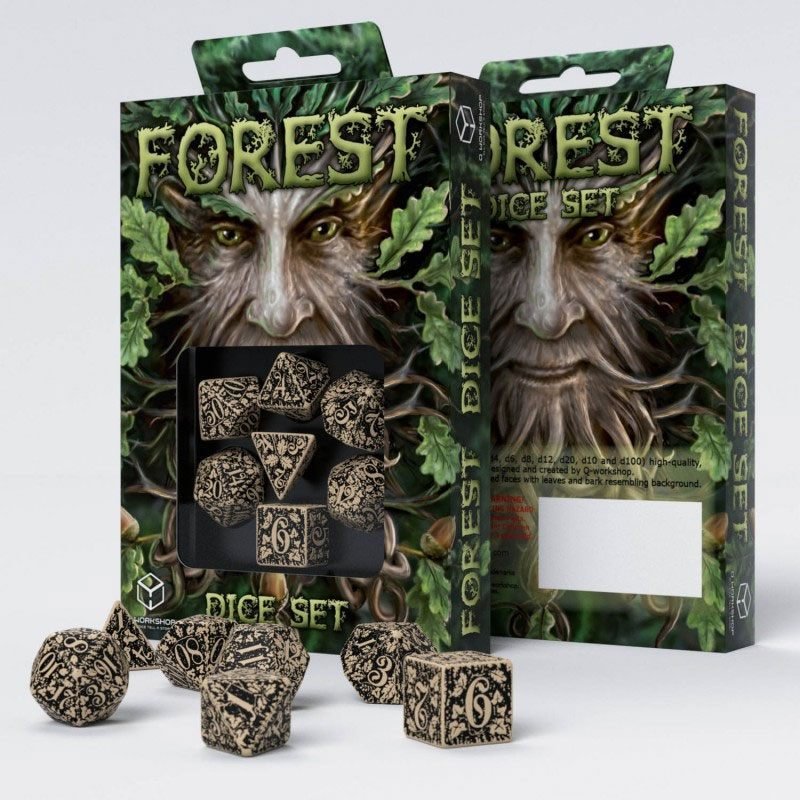 Forest 3D Würfel Set beige & schwarz (7) - Q-Workshop Forest 3D Würfel Set beige & schwarz (7) - Q-Workshop