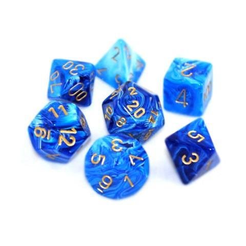 Vortex Blue w/gold - 7-Die Set (7) - Chessex CHX27436