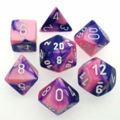 Gemini - Pink-Purple/white - Translucent Polyhedral 7-Die Set (7) - Chessex Gemini - Pink-Purple/white - Translucent Polyhedral 7-Die Set (7) - Chessex