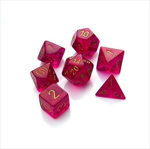 Borealis - Magenta w/gold- Opaque Polyhedral 7-Die Set (7) - Chessex CHX27424