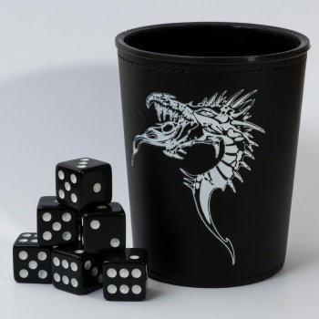Dice Cup - Black /w Dragon Emblem - Würfelbecher 91732-blackf