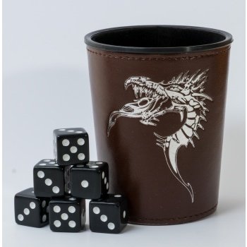 Dice Cup - Brown /w Dragon Emblem - Würfelbecher 91731-blackf