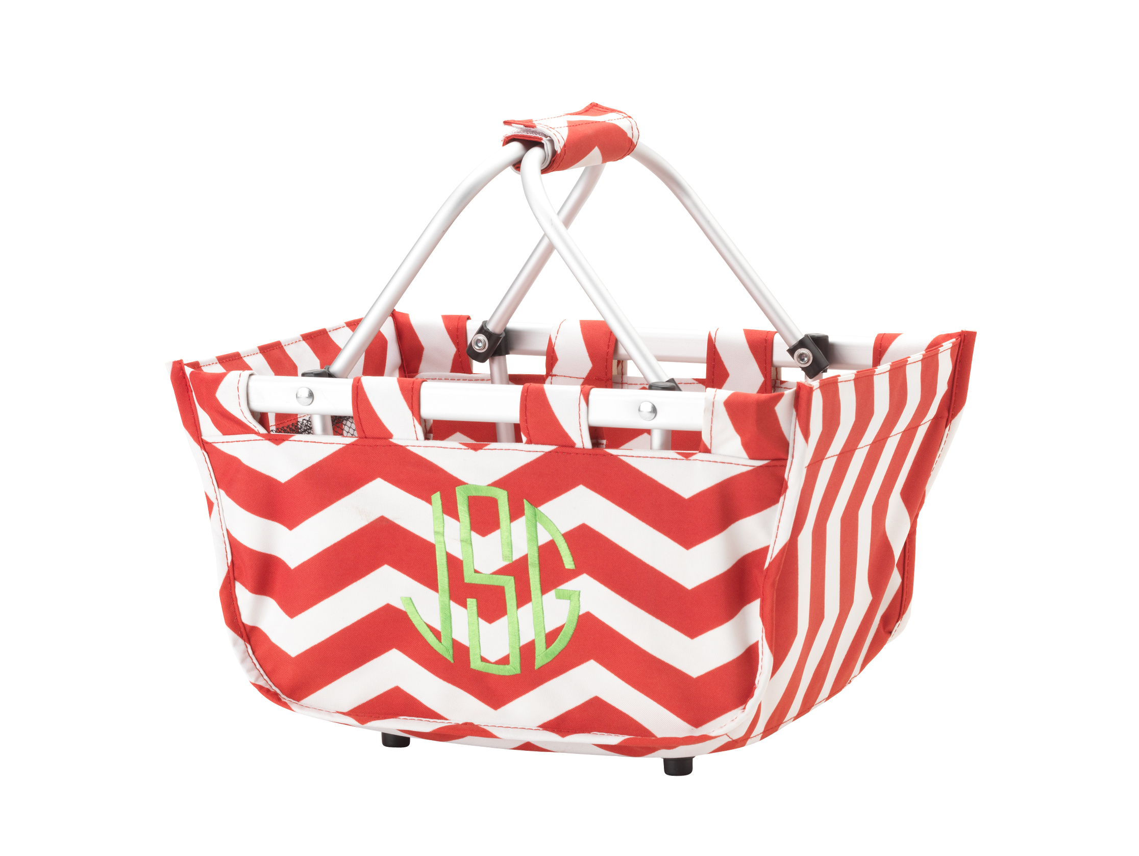 Red & White Chevron with Monogram