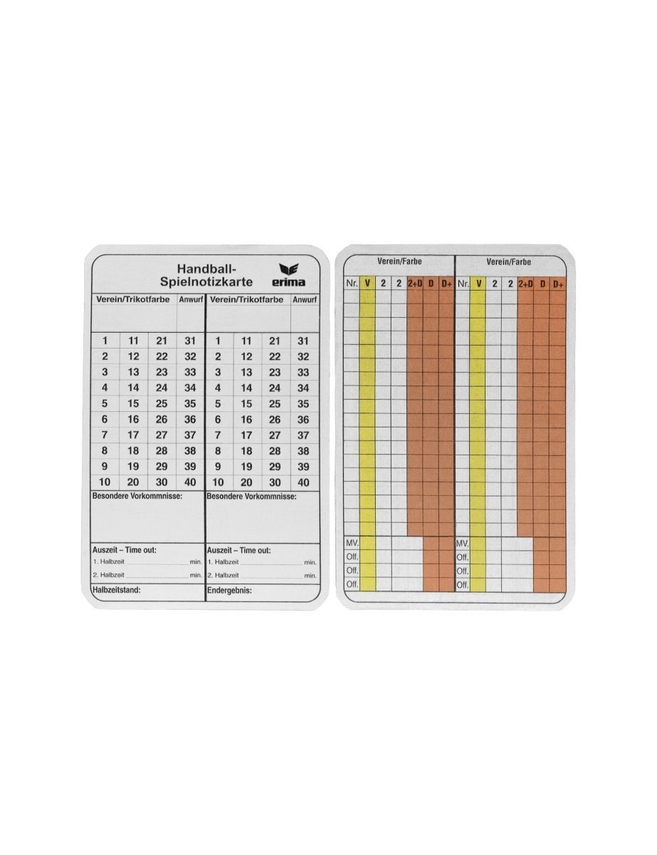 Spielnotizkarten Handball 724502