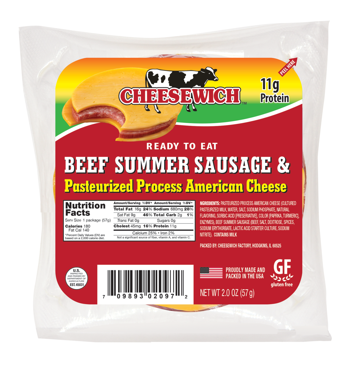 Beef Summer Sausage and American Cheese (16pk) Non Refrigerated Beef Summer Sausage and American Cheese (16pk) Non Refrigerated