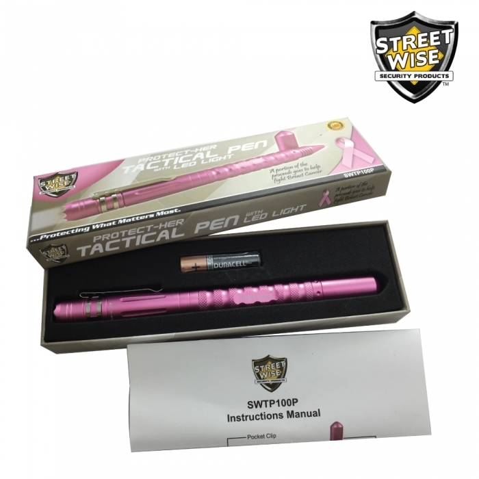 Tactical Pen w/ Light & DNA Collector - Pink
