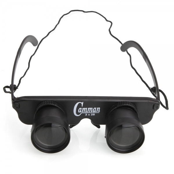 3x28mm Binocular Fishing Glasses Style Transparent Lens 60m/1000m View Black