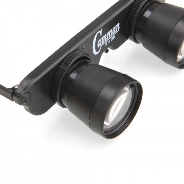 3x28mm Binocular Fishing Glasses Style Transparent Lens 60m/1000m View Black