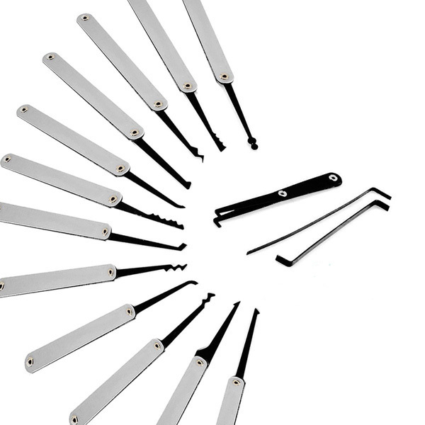 Transparent Practice Padlocks with 12pcs Unlocking Lock Pick Set Key Extractor Tool Lock Pick Tools Silver