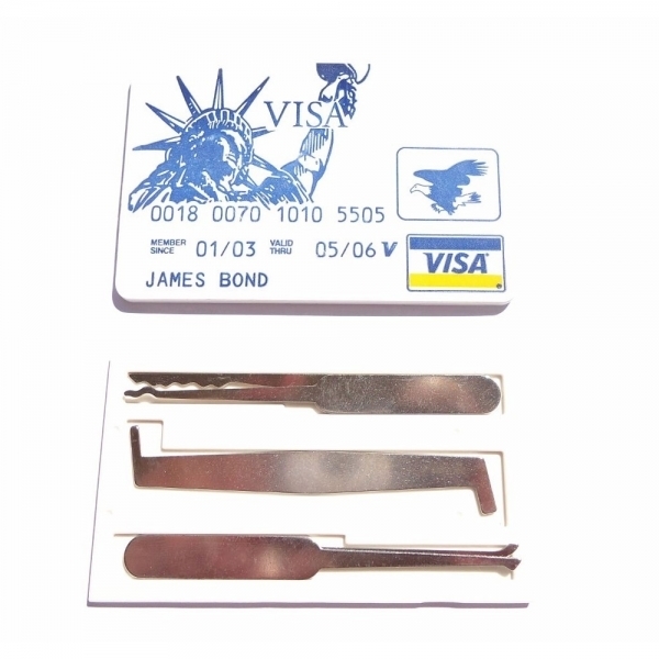 VISA James Bond Credit Card Pickset Hook Lock Pick Set Silver
