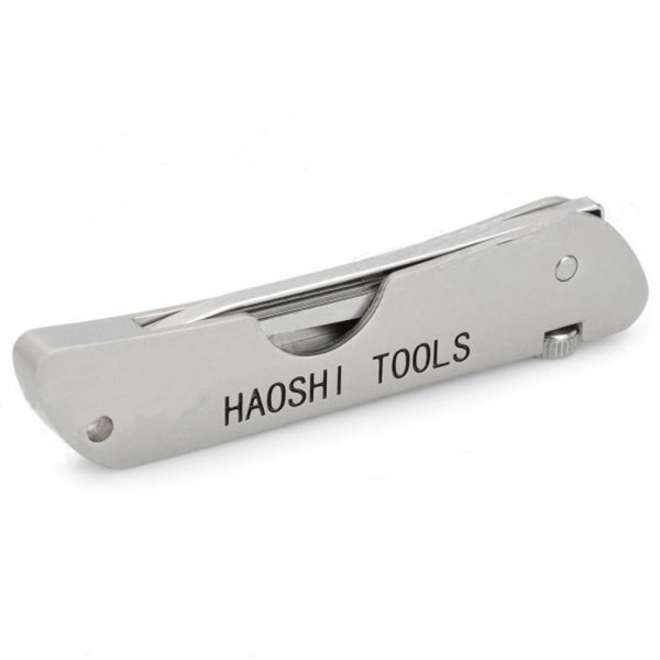 Haoshi 6-in-1 Multi-Functional Stainless Steel Pocket Folding Lock Pick Set for Civil Lock Silver