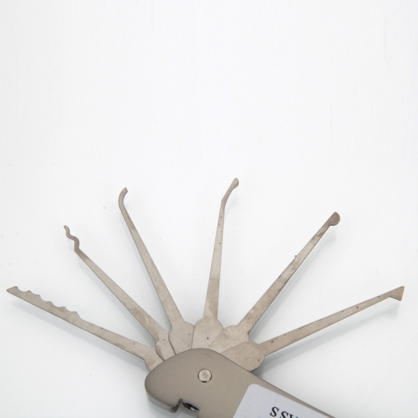 Haoshi 6-in-1 Multi-Functional Stainless Steel Pocket Folding Lock Pick Set for Civil Lock Silver
