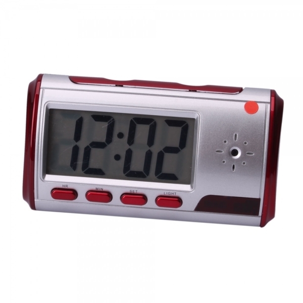 Digital Spy Alarm Clock with Hidden Camera + Motion Sensor Red