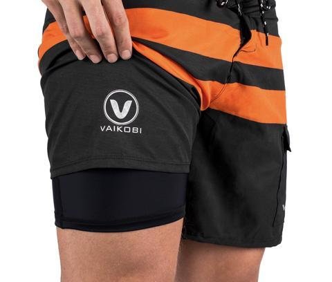 NEW-VAIKOBI PADDLE BOARD SHORTS- BLACK/ ORANGE