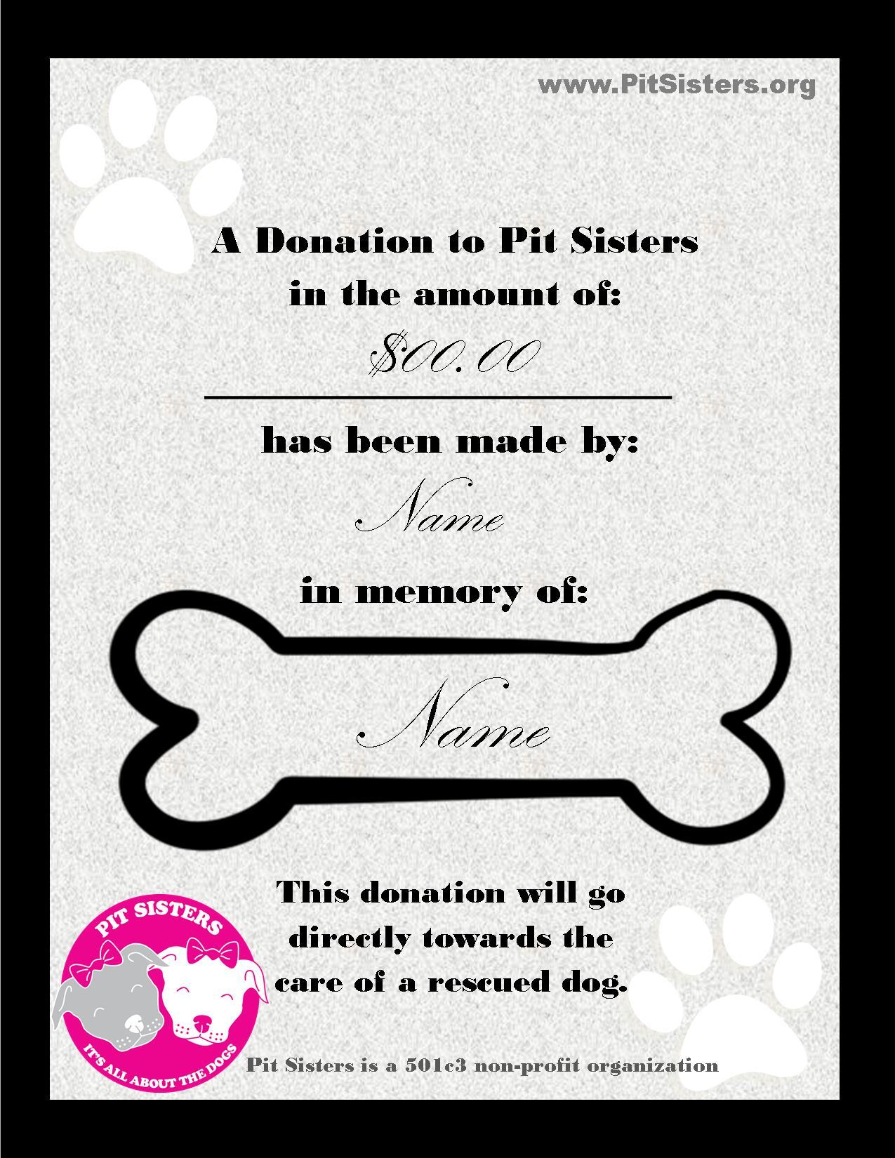 In Memory of: Donation Certificate 00050