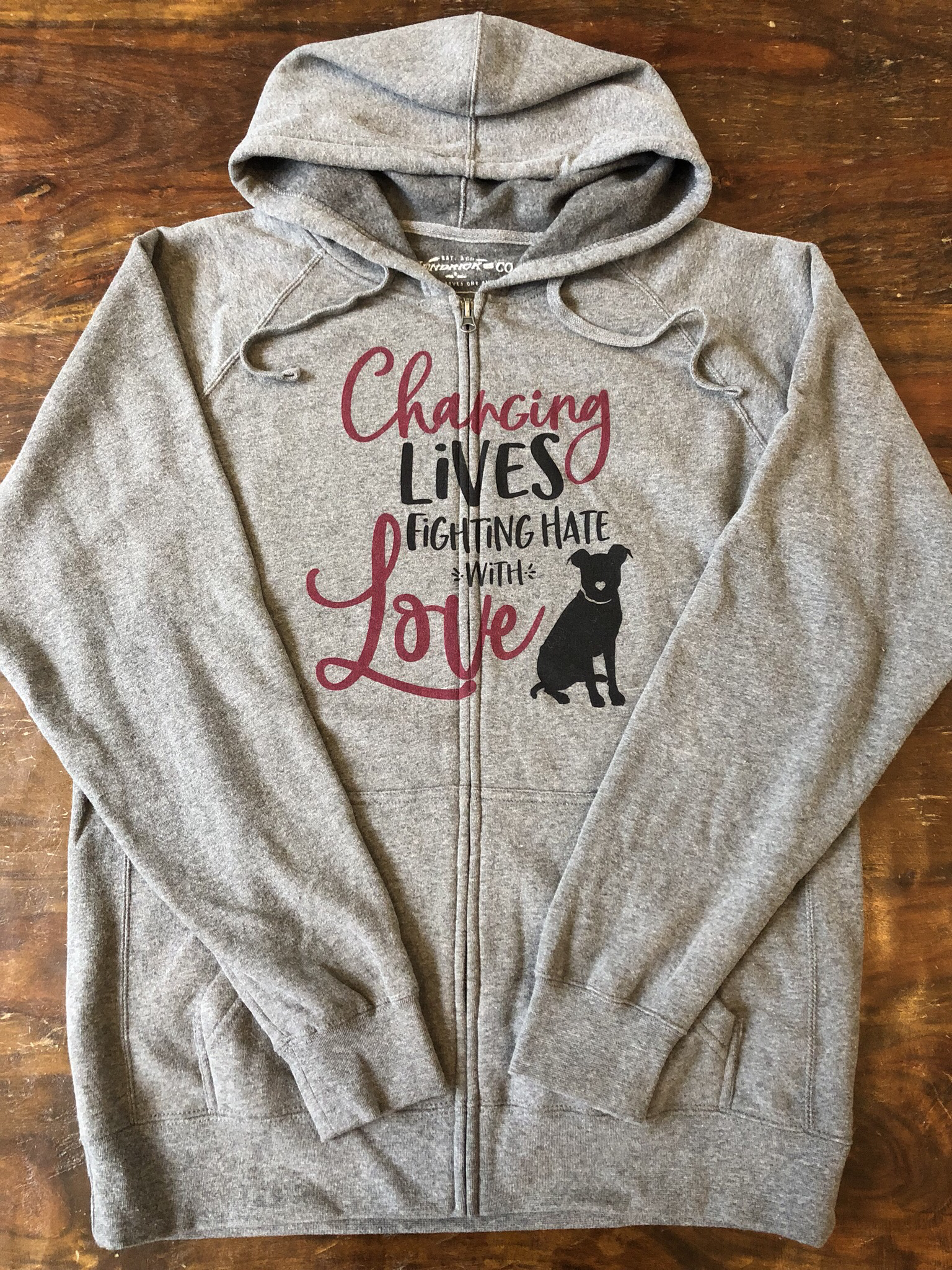 Changing Lives, Fighting Hate With Love - Unisex Zip Hoodie - XLARGE (All proceeds benefit our TAILS program) 55670