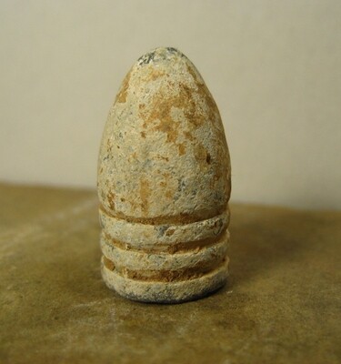 JUST ADDED ON 8/22 - GETTYSBURG - THE VALLEY OF DEATH IN FRONT OF LITTLE ROUND TOP / ROSENSTEEL COLLECTION - .58 Caliber Bullet found by Ellwood Cullison in 1947. JUST ADDED ON 8/22 - GETTYSBURG - THE VALLEY OF DEATH IN FRONT OF LITTLE ROUND TOP / ROSENSTEEL COLLECTION - .58 Caliber Bullet found by Ellwood Cullison in 1947.