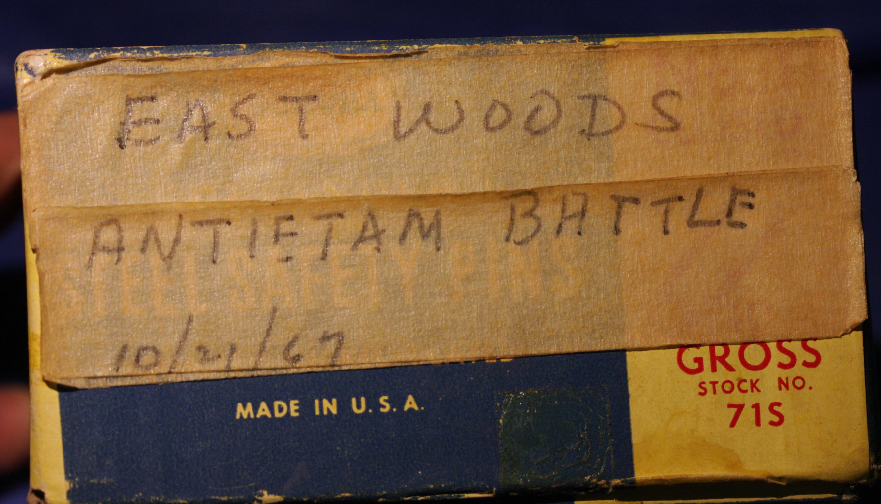 JUST ADDED ON 3/30 - ANTIETAM - THE EAST WOODS - Pieces from Cartridge Box Tins found on October 21, 1967 - From an Old Relic Hunter's Boxed / Identified Collection