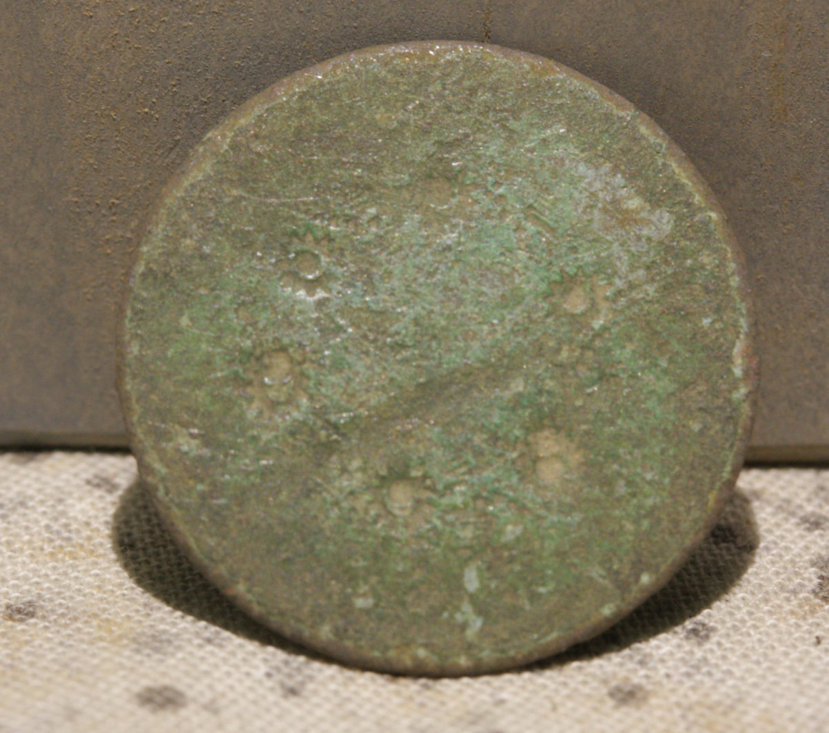 JUST ADDED ON 11/8 - GETTYSBURG - THE TROSTLE FARM - ROSENSTEEL FAMILY - Coin / Flat Button with Flower Pattern GR-IRTFH72