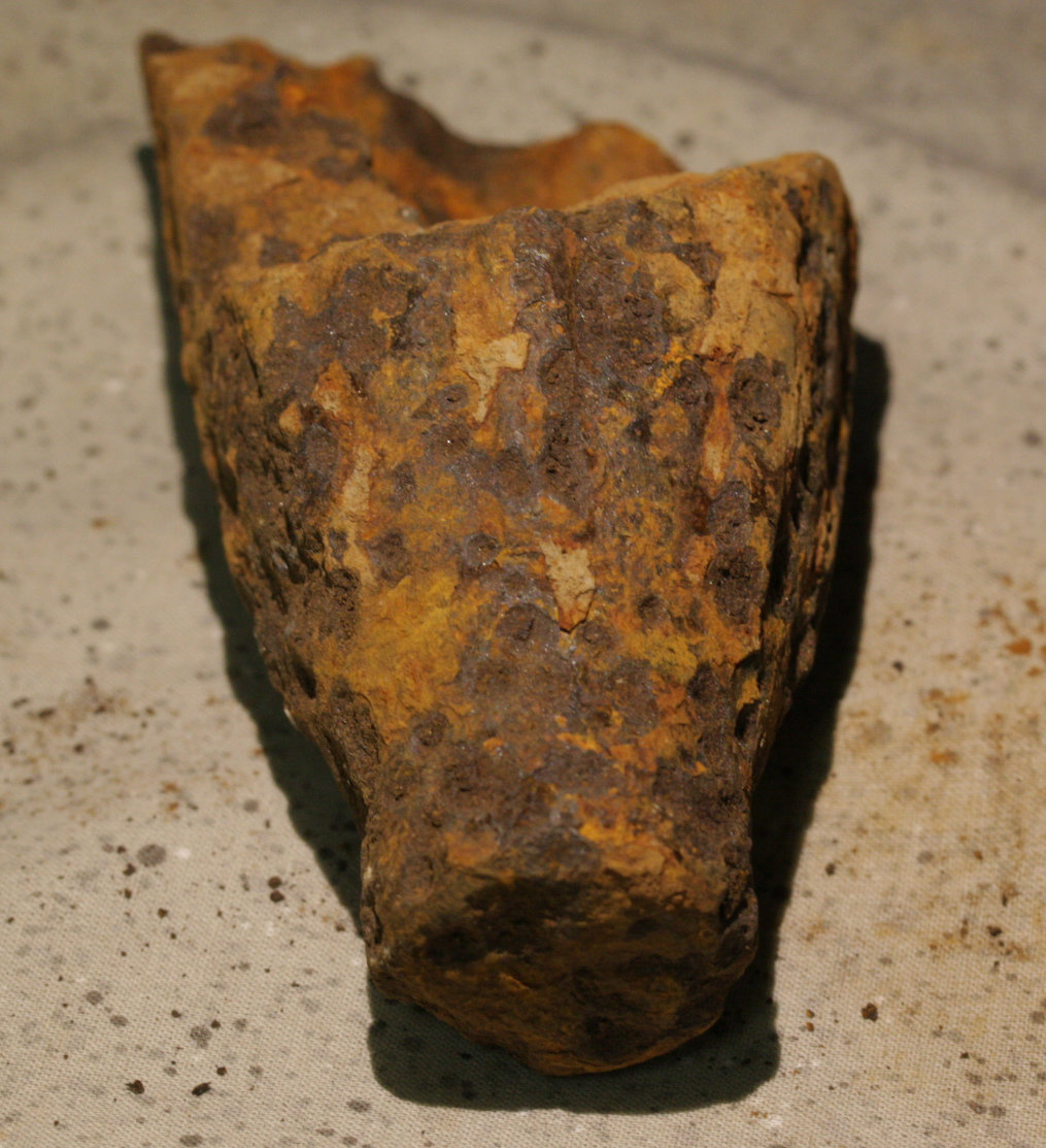 JUST ADDED ON 11/8 - GETTYSBURG - SEMINARY RIDGE NEAR THE VIRGINIA MEMORIAL - ROSENSTEEL FAMILY COLLECTION - Large Fragment from the Base of a Schenkl Artillery Shell GR-IRXV01