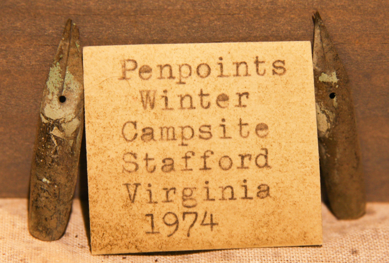 JUST ADDED ON 1/9 - STAFFORD, VIRGINIA UNION WINTER CAMP - Two Civil War Pen Tips with Original Label