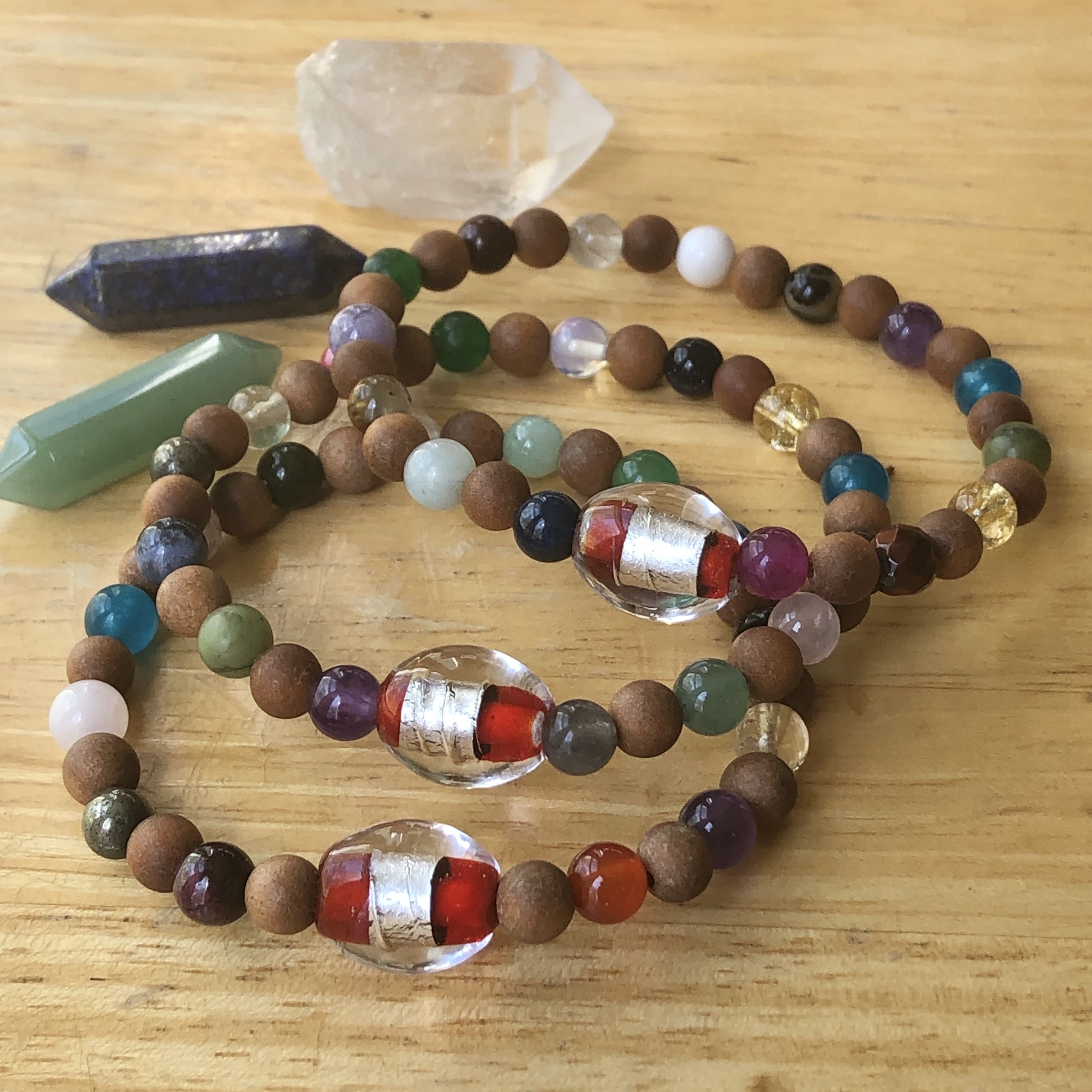 Lucky Fin Bracelet- Wood & Semiprecious stone *LIMITED EDITION * LFB-WDSP