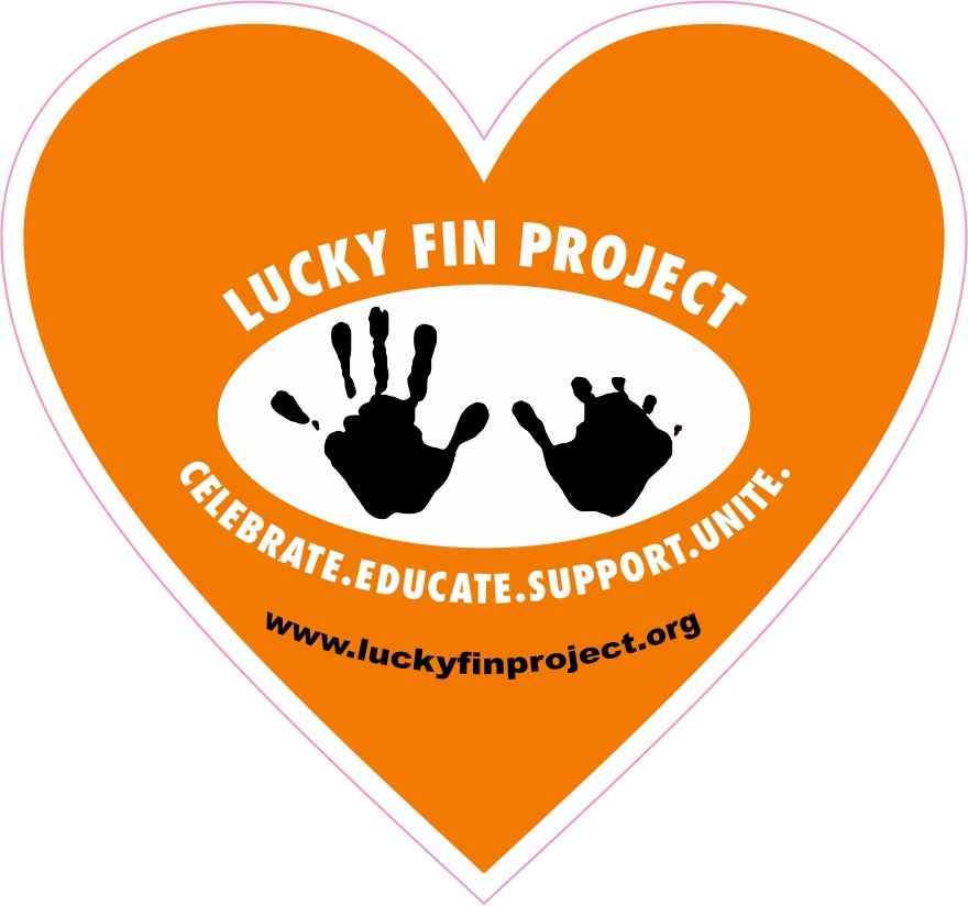 Lucky Fin Project Logo 4 x 6 inch Orange Heart Bumper Sticker LFP Heart-Orange