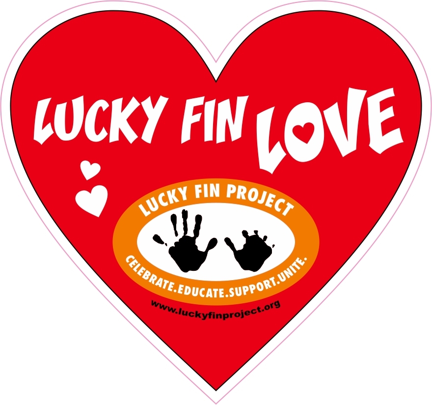 Lucky Fin "Love" Red Heart 3 x 3 inch Bumper Sticker LFP-Red Heart