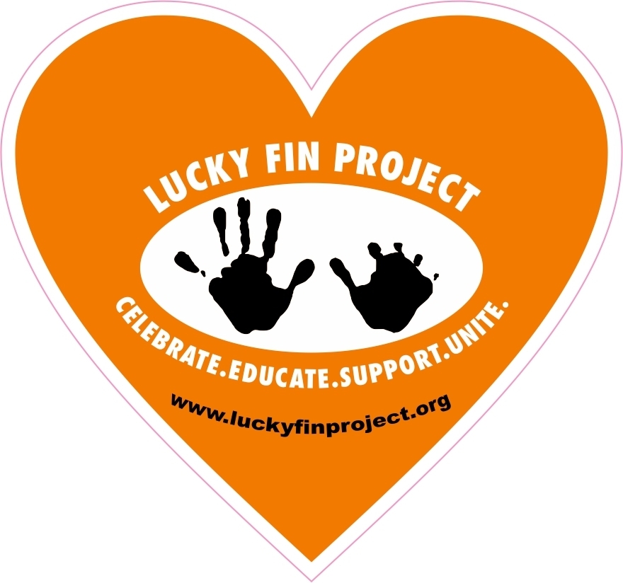 Lucky Fin Project Logo 4 x 6 inch Orange Heart Bumper Sticker LFP Heart-Orange