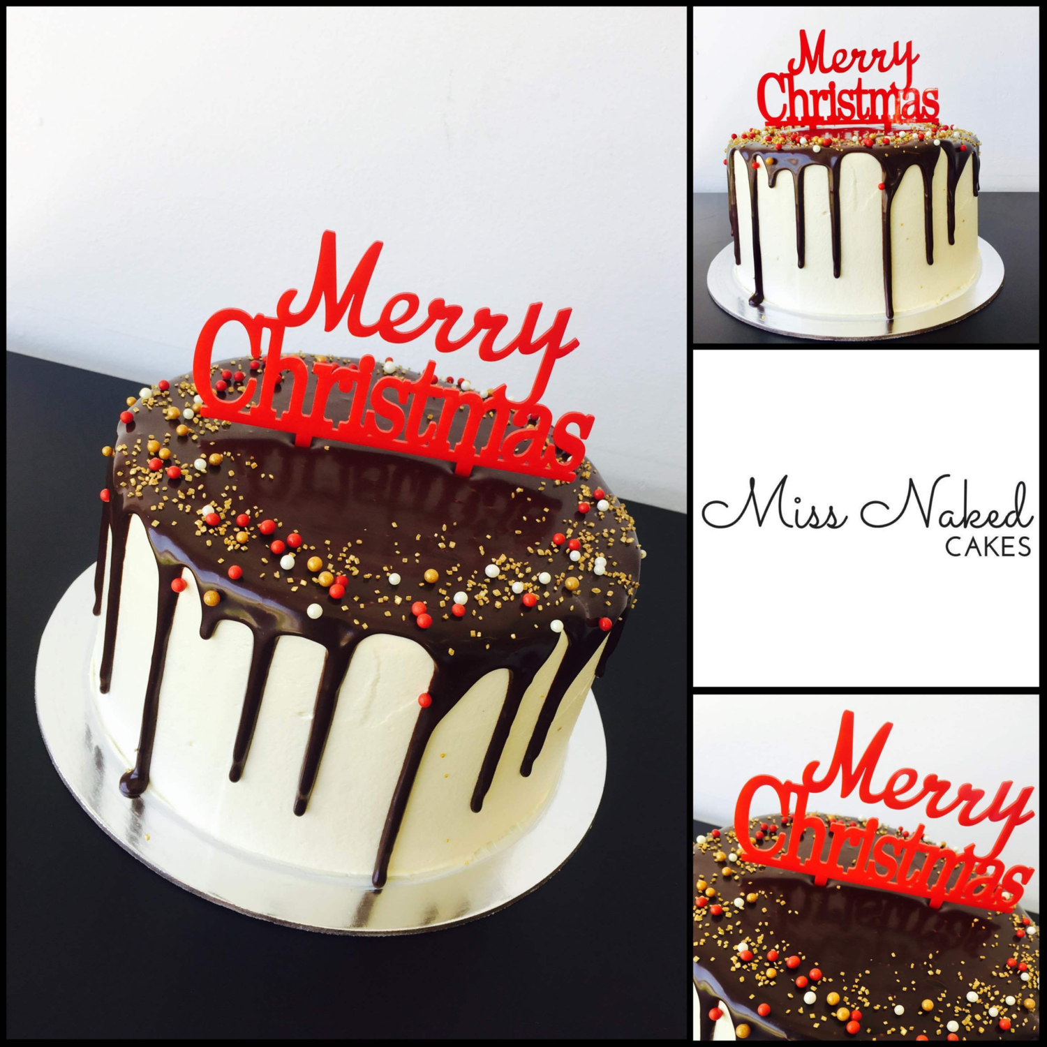 Merry Christmas Drip Cake