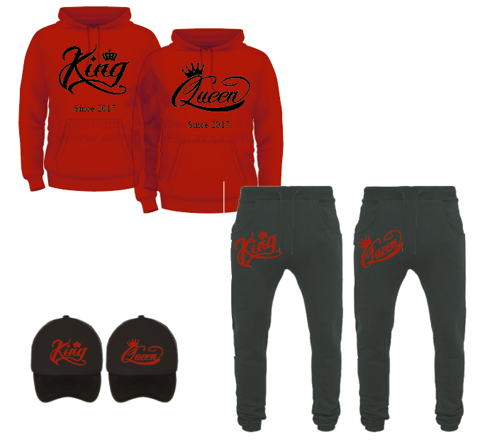 SET - King & Queen Smooth - rood & zwart 01311