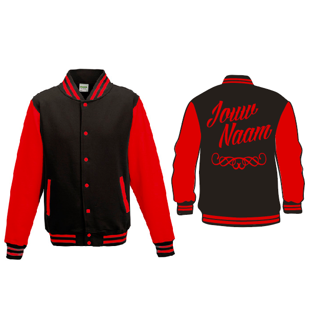 Baseball Jacket - zwart/rood 01664