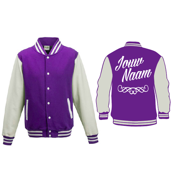 Baseball Jacket - paars/wit 01667