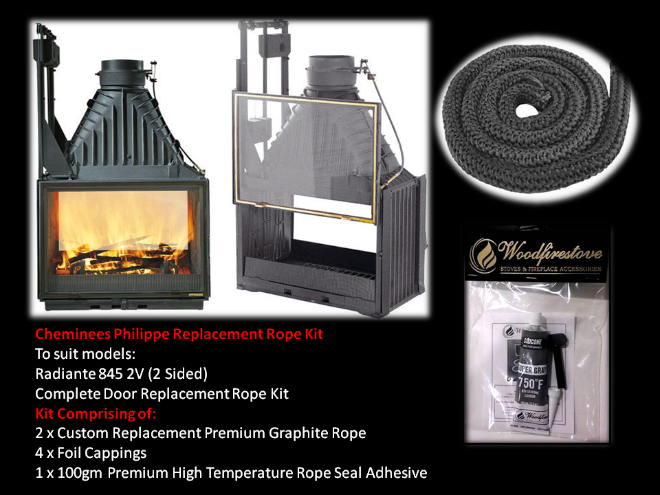 Cheminees Philippe Radiante 845 2v Door Rope Seal Kit Replacement