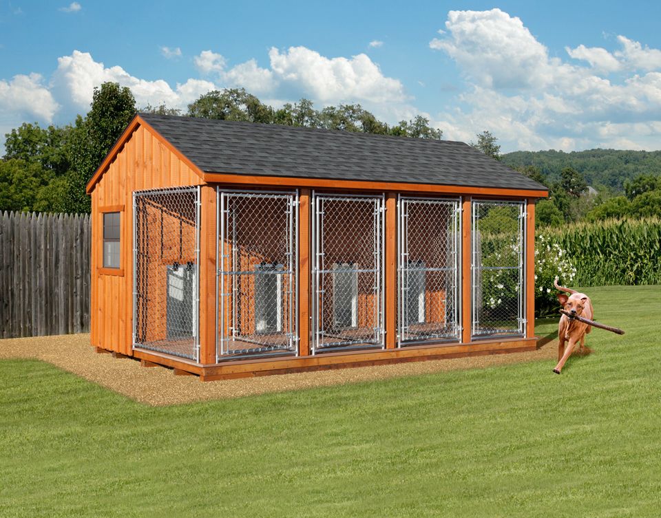 12x16 4 Box w/Feed Room 12x16-4boxkennel