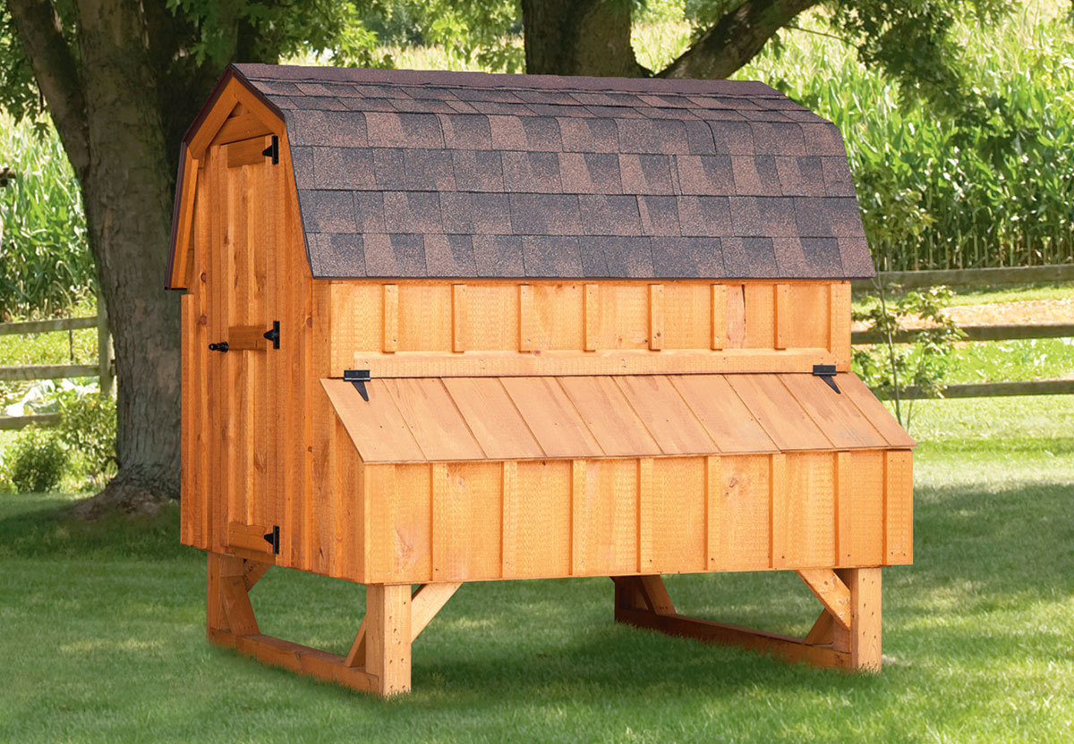 4x6 Dutch style coop with stained wood siding