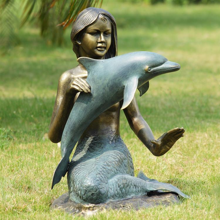 GARDEN SCULPTURE-MERMAID & DOLPHIN SP34018