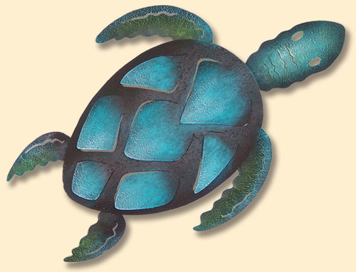 INCREDIBLE METAL WALL ART-AQUA TURTLE INCREDIBLE METAL WALL ART-AQUA TURTLE