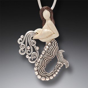 DESIGNER JEWELRY-STERLING SILVER-MERMAID & CONCH SB880N