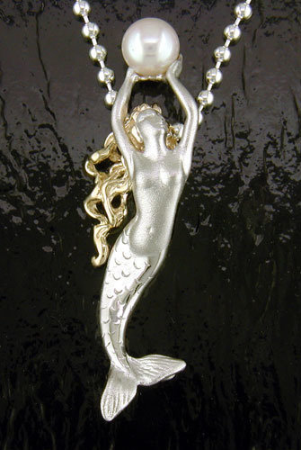 DESIGNER JEWELRY-14k GOLD AND STERLING SILVER MERMAID NECKLACE SGP103