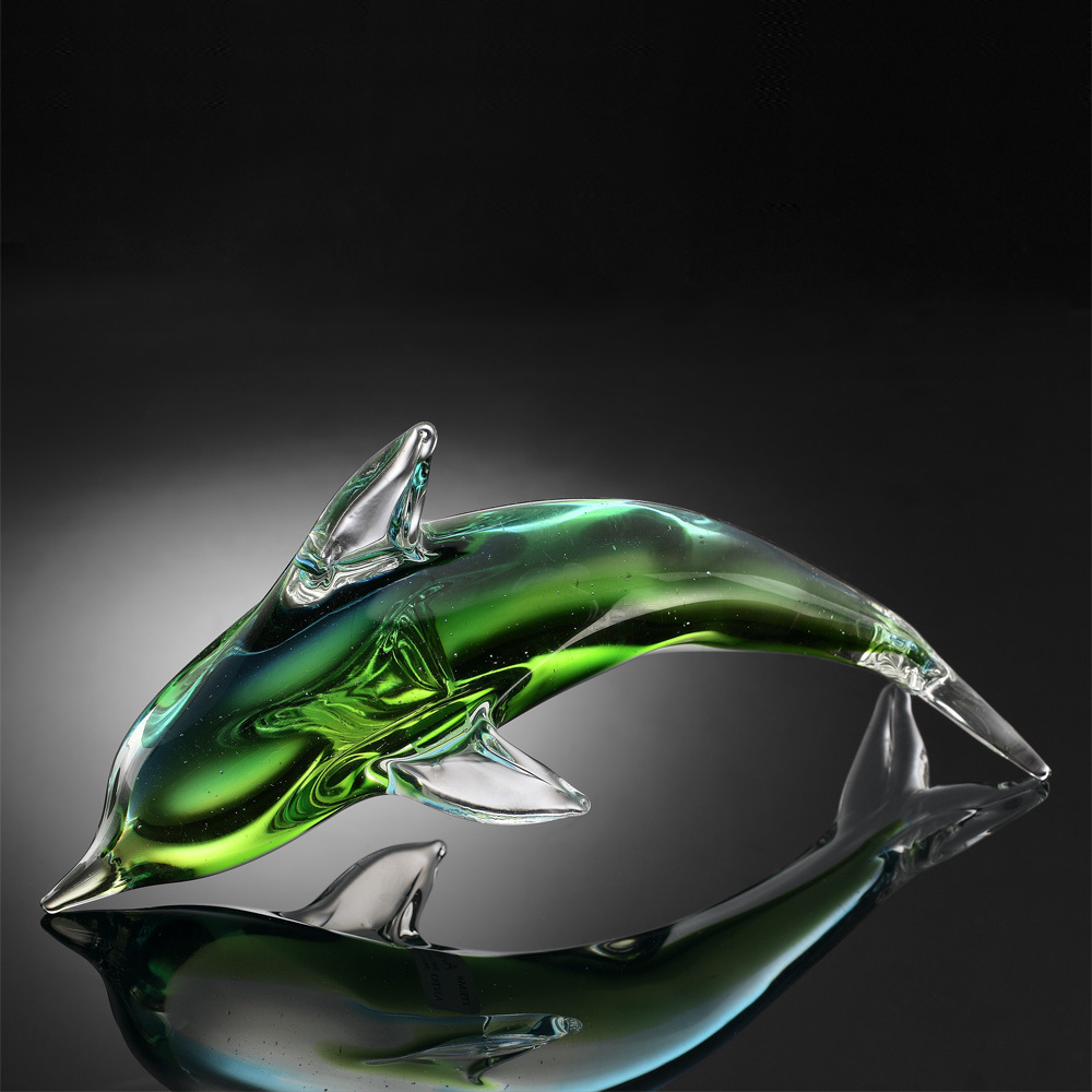 ART GLASS-GREEN DOLPHIN SP20000