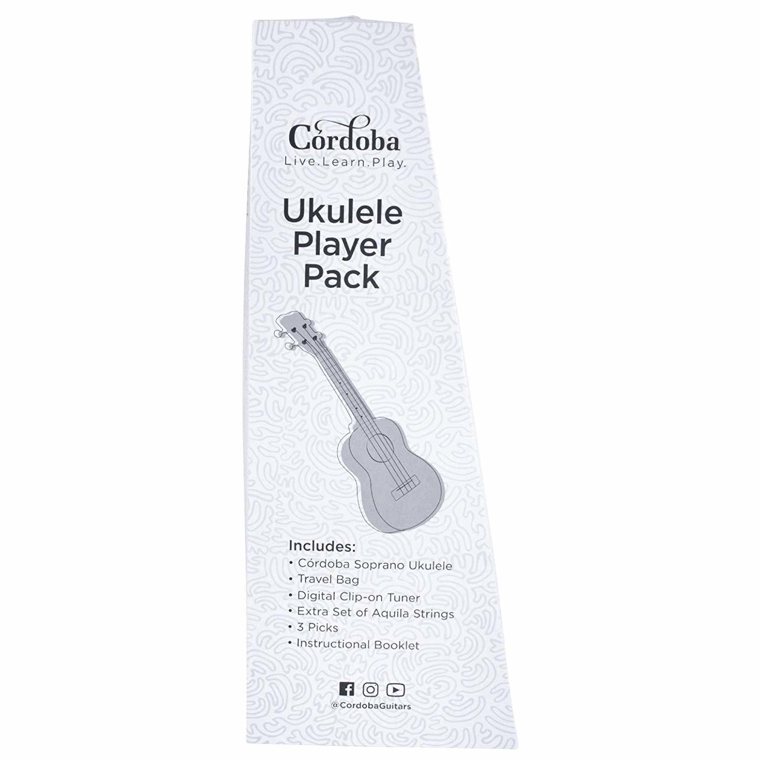 Cordoba Soprano Ukulele Player Pack- Includes Case and Accessories