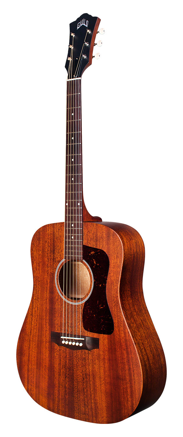 Guild D-20E - Natural - Solid Mahogany Top, Back, Sides - Acoustic Steel String Guitar - Hand Made in USA - LR Baggs Electronics
