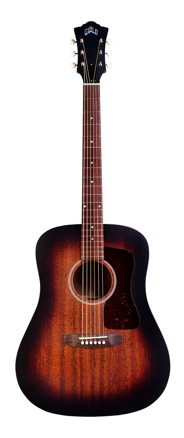 Guild D-20E - Vintage Sunburst - Solid Mahogany Top, Back, Sides - Acoustic Steel String Guitar - Hand Made in USA - LR Baggs Electronics 00310