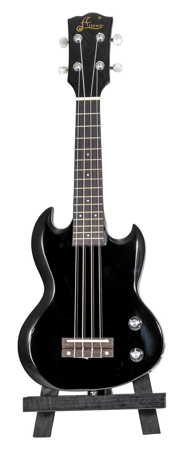 Aileen EU240 - SG Style - Soprano Size - Solid Body Electric Ukulele - Black 00197