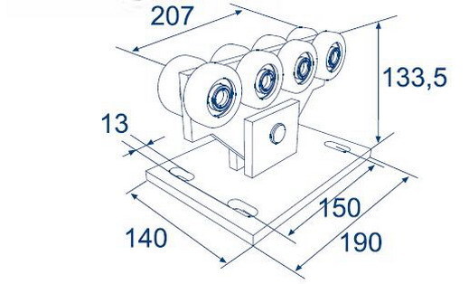 Система роликов и направляющих для балки х/к 71х60х3,5
