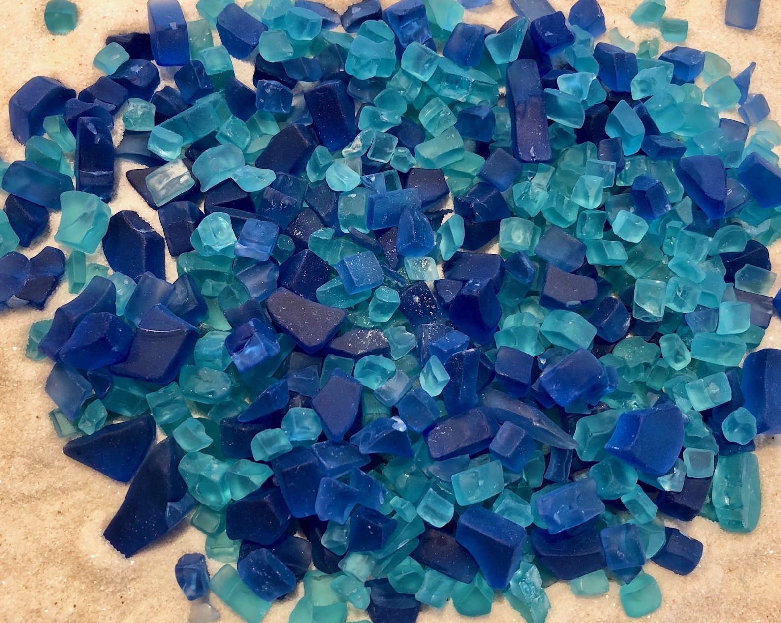 Tiny Cobalt & Turquoise Sea Glass Mix - 1 LB 10090