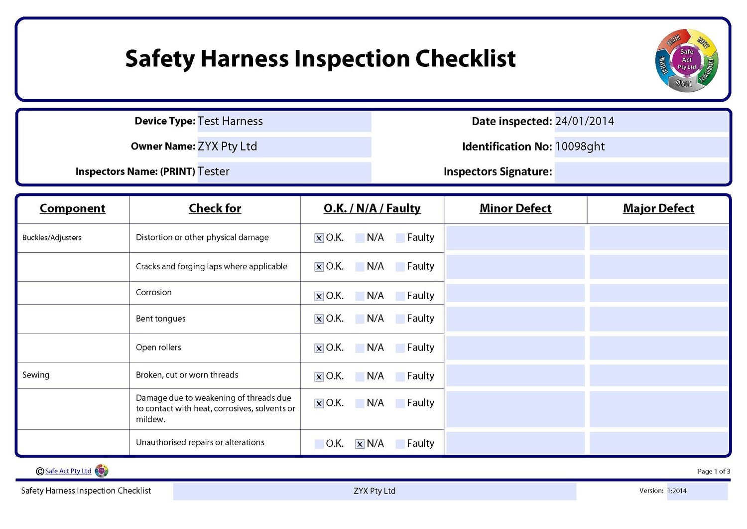 Safety Harness Inspection Requirements - HSE Images ...