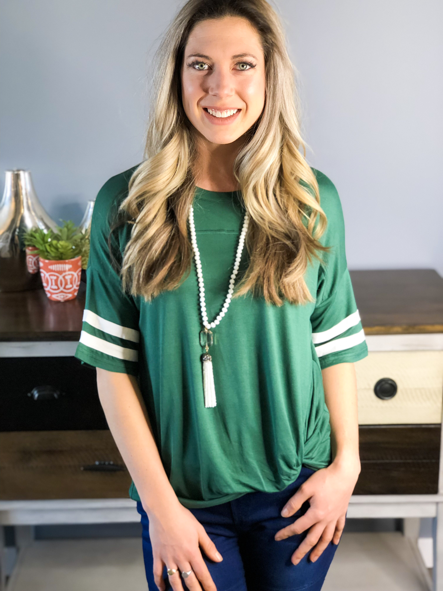 Lucky Green Front Twist Top 81808